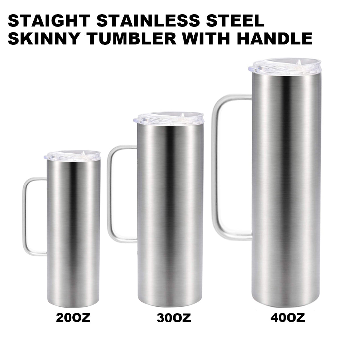 40oz Straight Skinny Stainless Steel Tumbler & Plasitc Straw With Hand –  JOOYO DRINKWARE